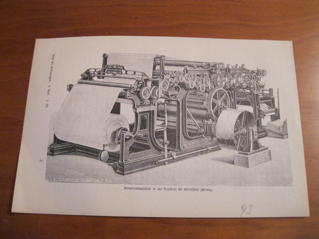 Máquina rotativa de impresión , 1893. Anónimo